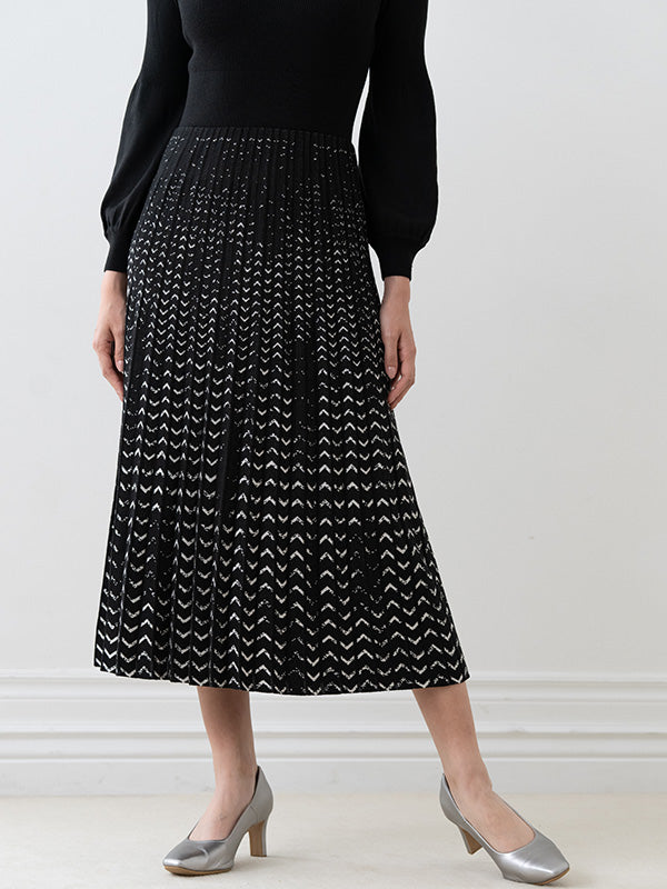 Black x Mocha Docking Pleats Knit Dress