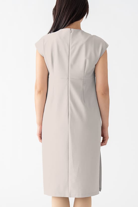 Smart Stretch Greige Split Neck Sack Dress