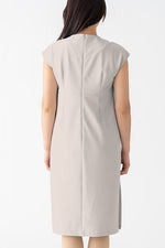 Smart Stretch Greige Split Neck Sack Dress
