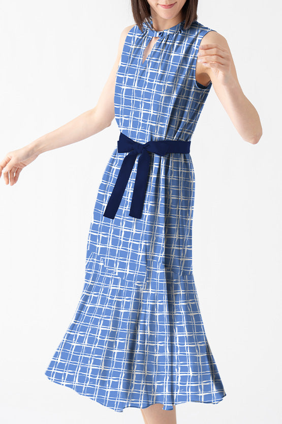【ストレッチシフォン】琉璃格子 ロングマーメイドワンピース