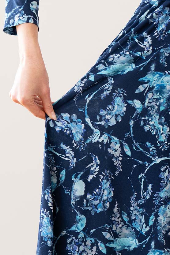 Blue Botanical Cache-coeur Dress