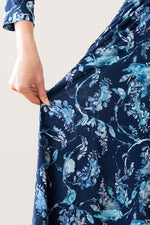 Blue Botanical Cache-coeur Dress