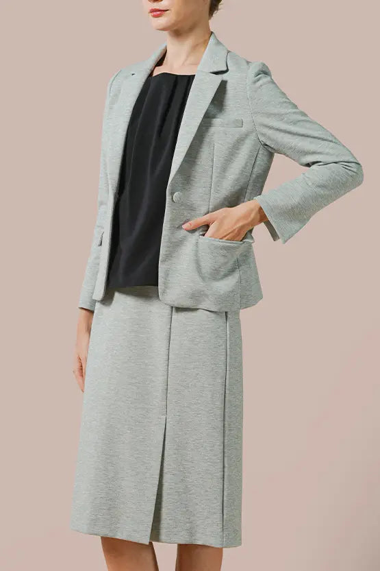 【ダブルジャージー】杢グレー セットアップスーツ