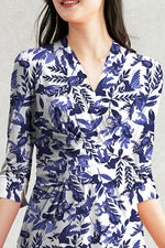 Blue Goldfish Midi Cache-coeur Dress