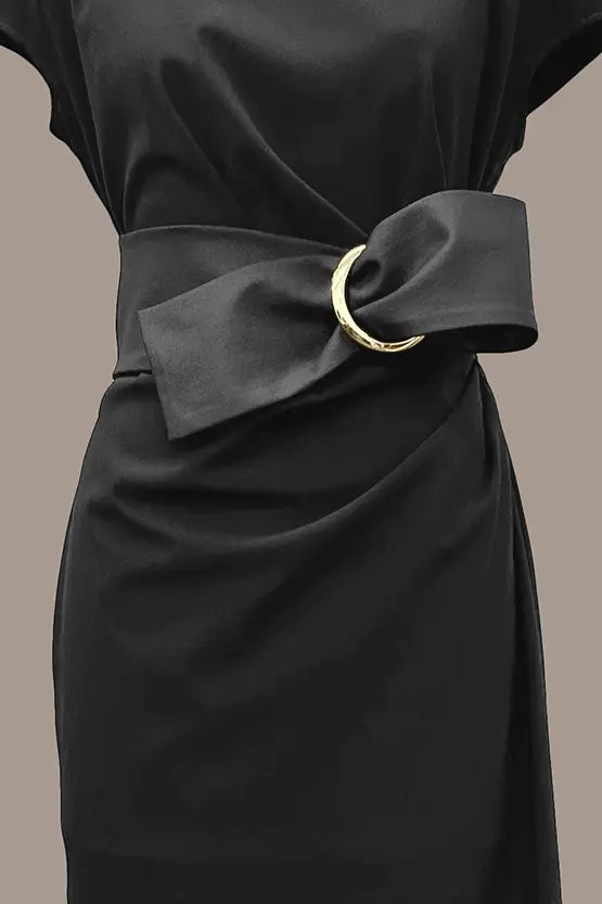 【ストレッチポンチ】Womanhood(包容) サッシュ付きTドレス