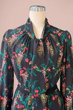 Stretch Chiffon:Black Garden Mermaid Dress With Tie