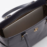 Navy Vegan Leather Airy Tote