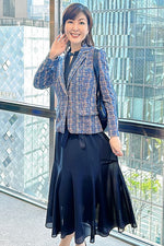 【ストレッチシフォン】 ネイビー ロングマーメイドワンピース