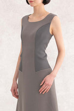 Long Length:Taupe Ribbed Flared Long Dress