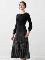Black x Mocha Docking Pleats Knit Dress