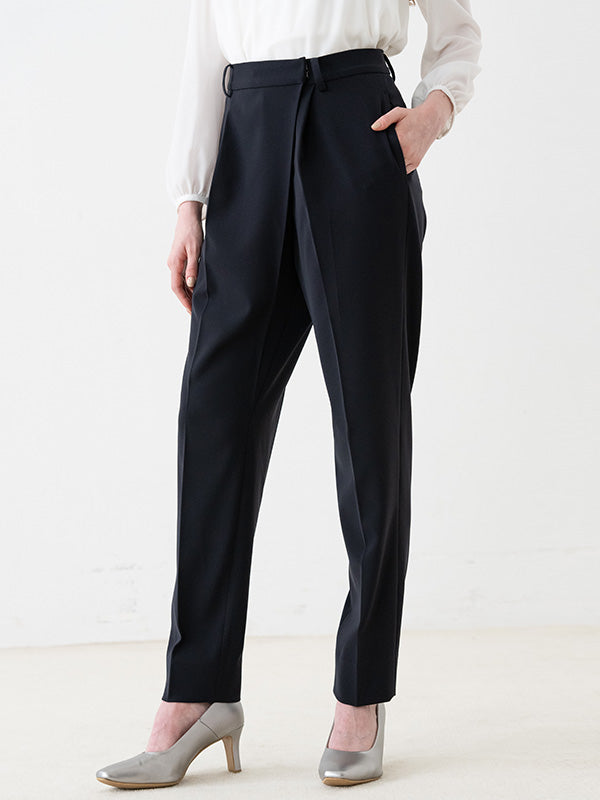 Black Wrap Tuck Trousers