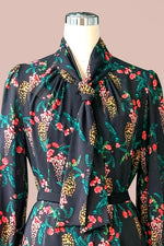 Stretch Chiffon:Black Garden Mermaid Dress With Tie