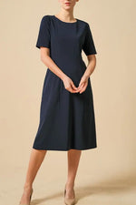 Smart Stretch:Dark Navy A-Line Dress