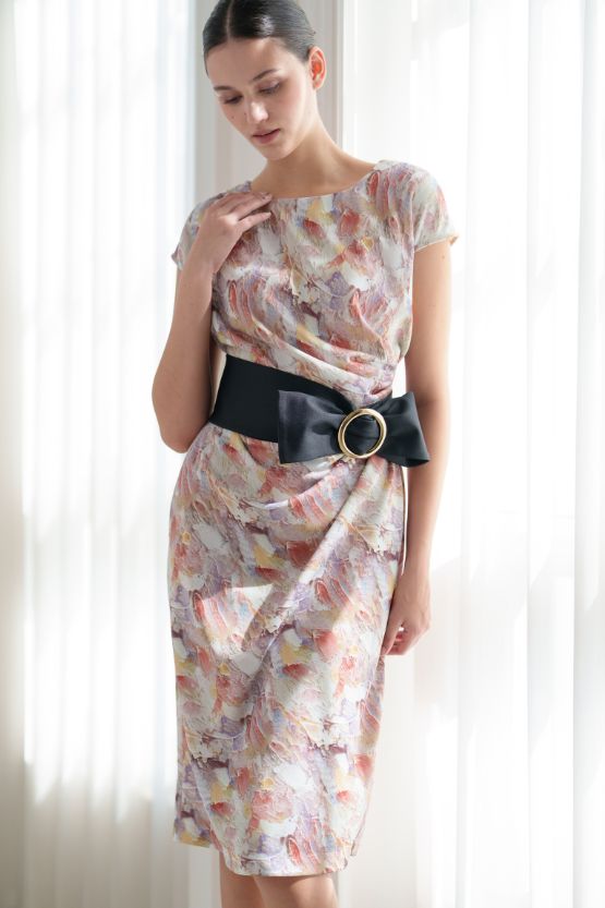 【ストレッチポンチ】Womanhood(包容) サッシュ付きTドレス