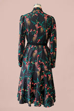 Stretch Chiffon:Black Garden Mermaid Dress With Tie