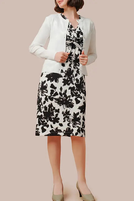 【ストレッチジャージー】ひざ下丈ツイストワンピース