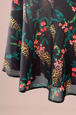 Stretch Chiffon:Black Garden Mermaid Dress With Tie