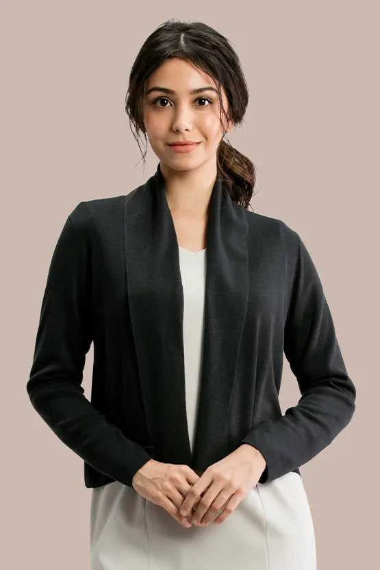 【洗えるニット】ショートラインカーディガン