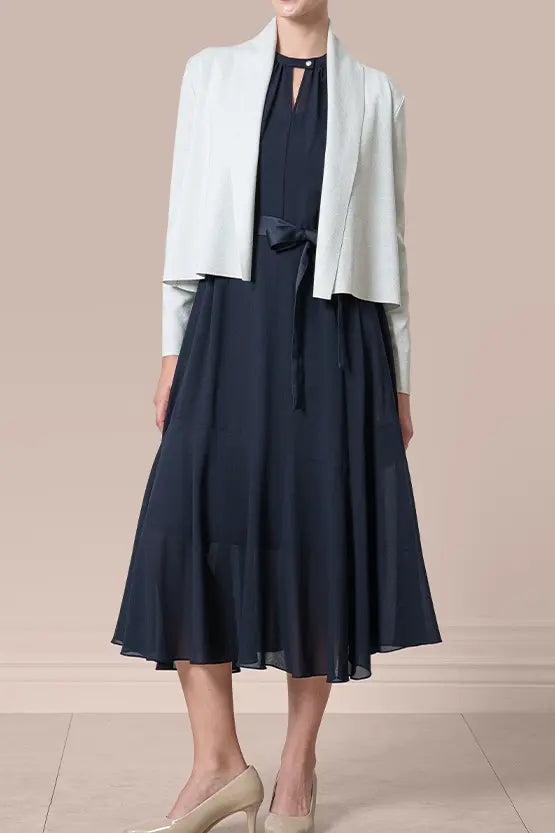 【洗えるニット】ショートラインカーディガン