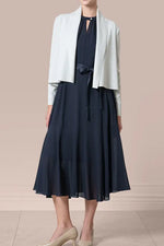 【洗えるニット】ショートラインカーディガン