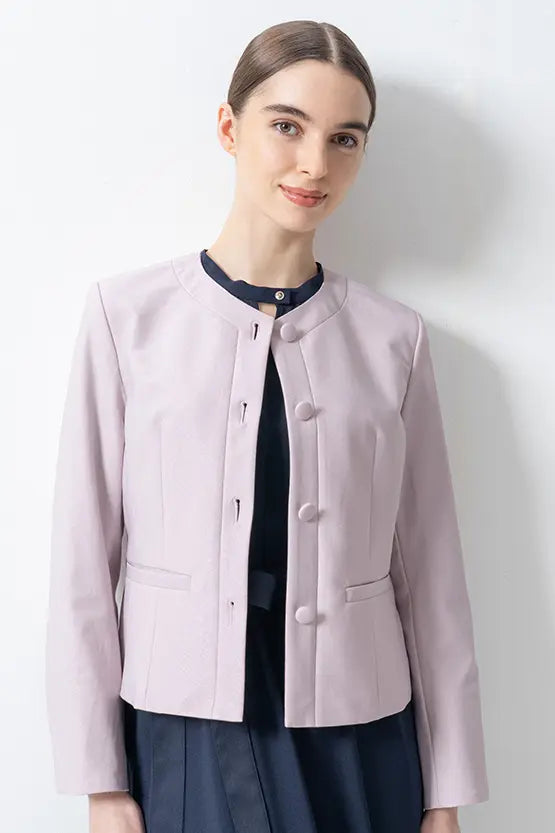 【極美品✨現行タグ】Kay me ストレッチ ノーカラージャケット ケイミー ストレッチジャカード】ノーカラーショート丈ジャケット– kay me