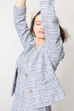 【ブークレーツイード】ノーカラーショート丈ジャケット