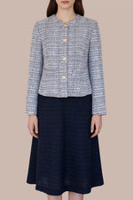 【ブークレーツイード】ノーカラーショート丈ジャケット