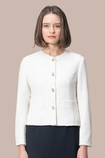 【ラメツイード】ノーカラーショート丈ジャケット