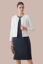 【ラメツイード】ノーカラーショート丈ジャケット