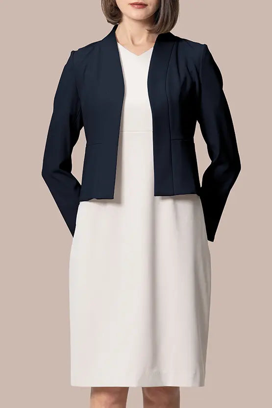 【スマートストレッチ】フロントホックノーカラージャケット・裏地なし