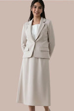 【ダブルジャージー】グレージュ ミモレ丈セットアップスーツ