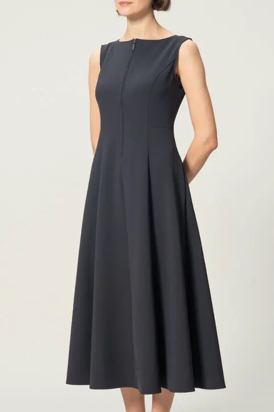 【アクティブクール】Aラインフロントジップロングワンピース