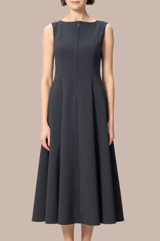 【アクティブクール】Aラインフロントジップロングワンピース