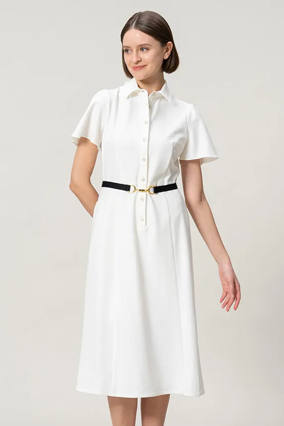 Stretch Sucker: Stretch Seersucker Bow-Tie Shirt Dress