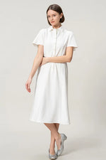 Stretch Sucker: Stretch Seersucker Bow-Tie Shirt Dress