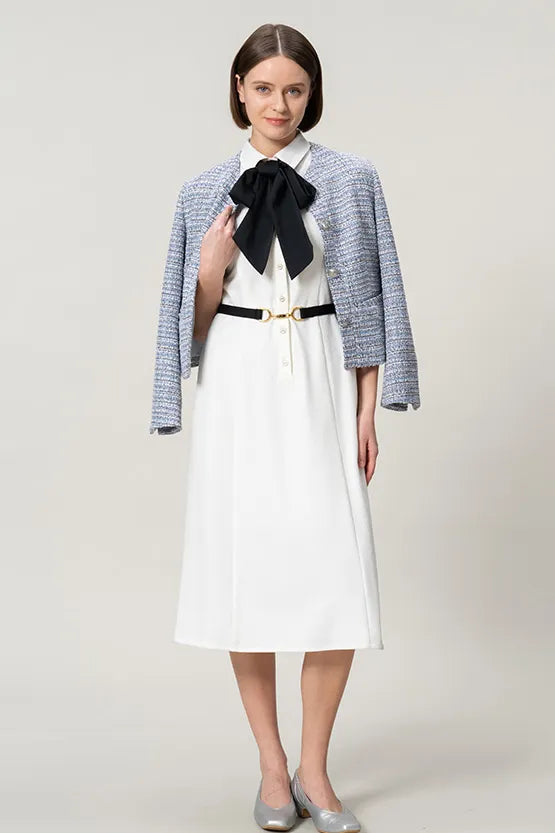 Stretch Sucker: Stretch Seersucker Bow-Tie Shirt Dress