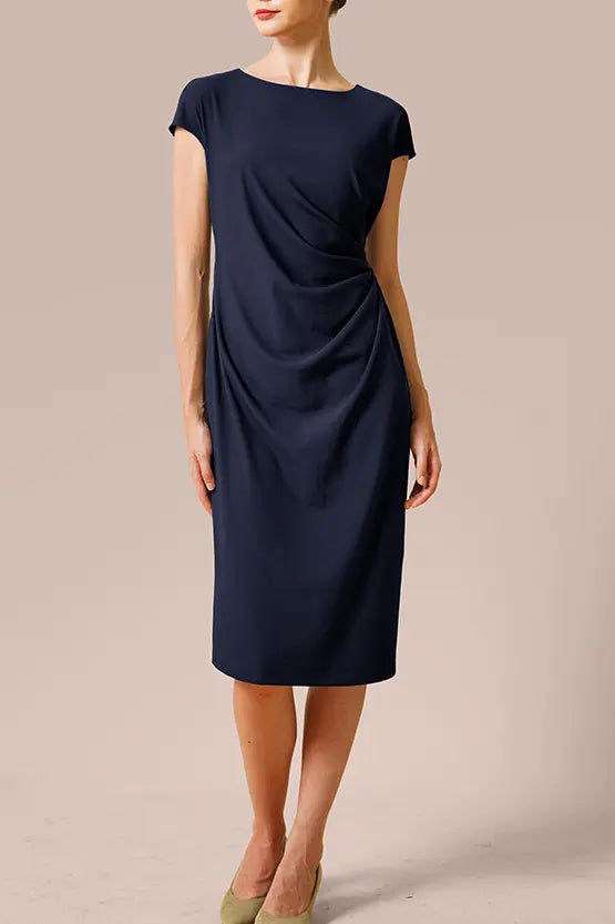 【コットン混 接触冷感】サッシュ付きTドレス