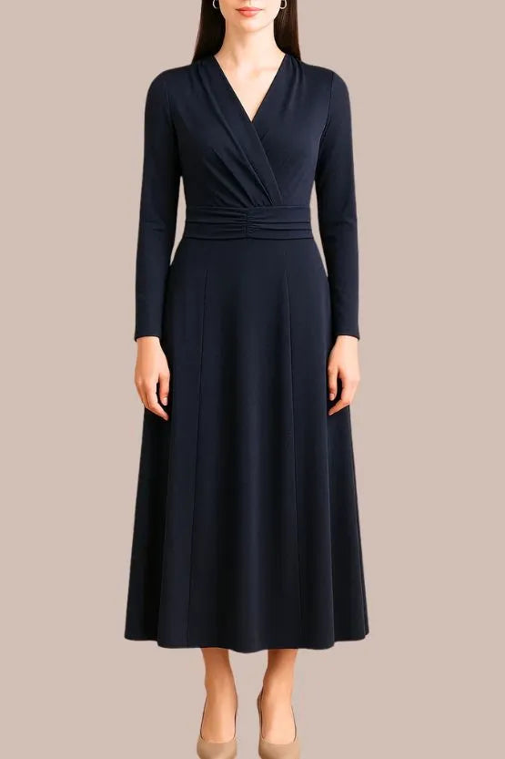 Stretch Jersey:Navy Long Marilyn Dress