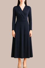 Stretch Jersey:Navy Long Marilyn Dress