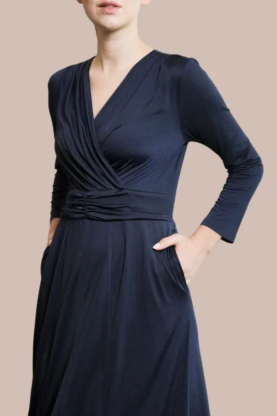 Stretch Jersey:Navy Long Marilyn Dress