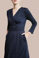 Stretch Jersey:Navy Long Marilyn Dress