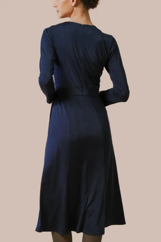 Stretch Jersey:Navy Long Marilyn Dress