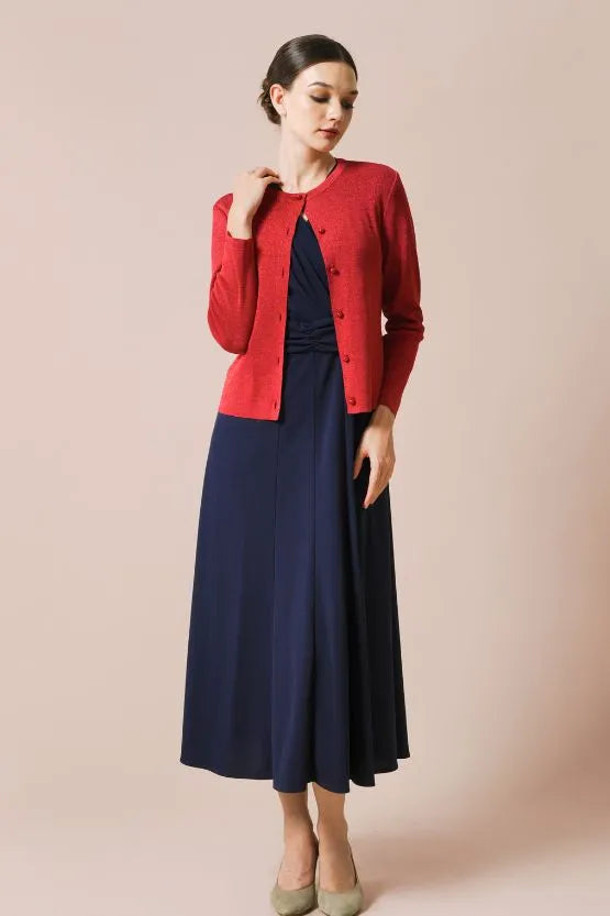 Stretch Jersey:Navy Long Marilyn Dress