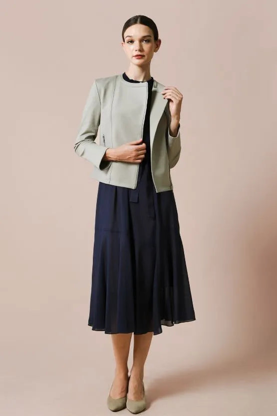 【ストレッチシフォン】ネイビー ロングマーメイドワンピース