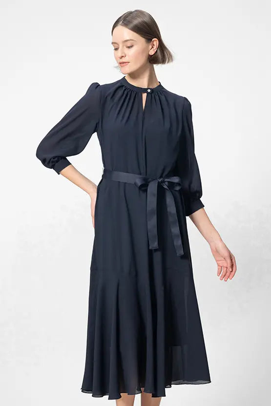 【ストレッチシフォン】ロングマーメイドワンピース