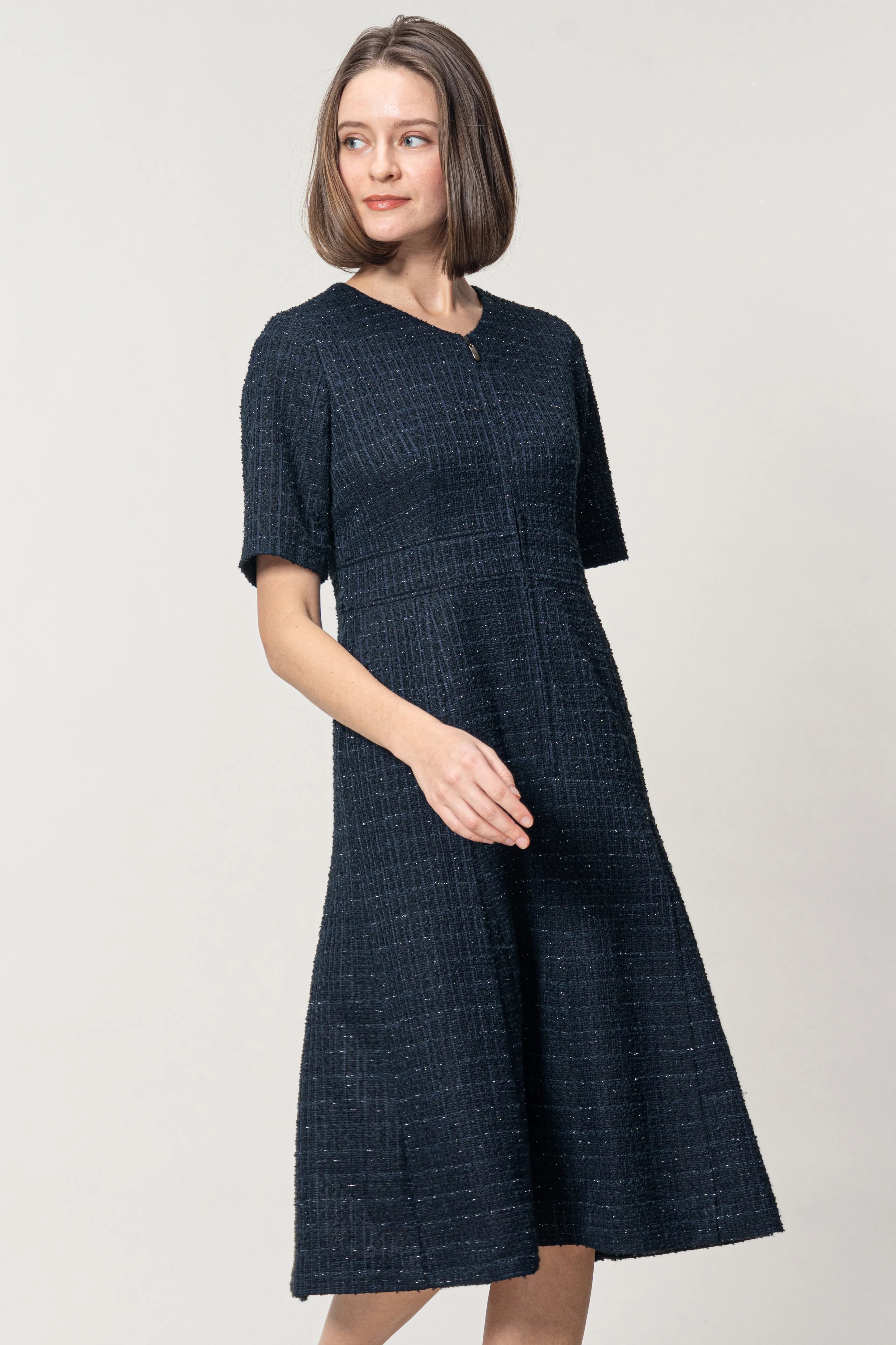 ブークレーツイード】ジップアップワンピース– kay me