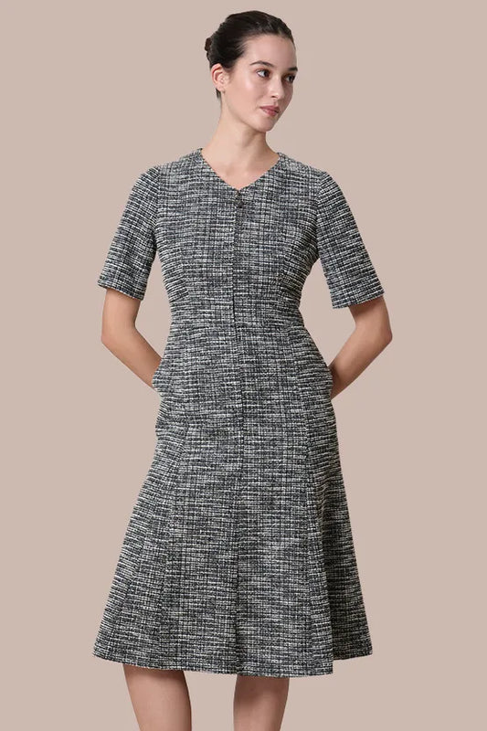 Stretch Lame Tweed:  Zip-Up Semi-Mermed Dress