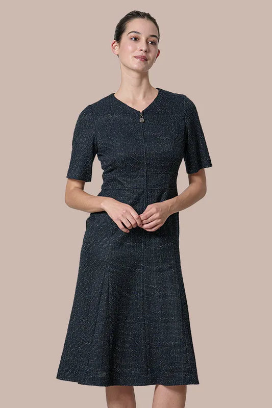 Stretch Lame Tweed:  Zip-Up Semi-Mermed Dress