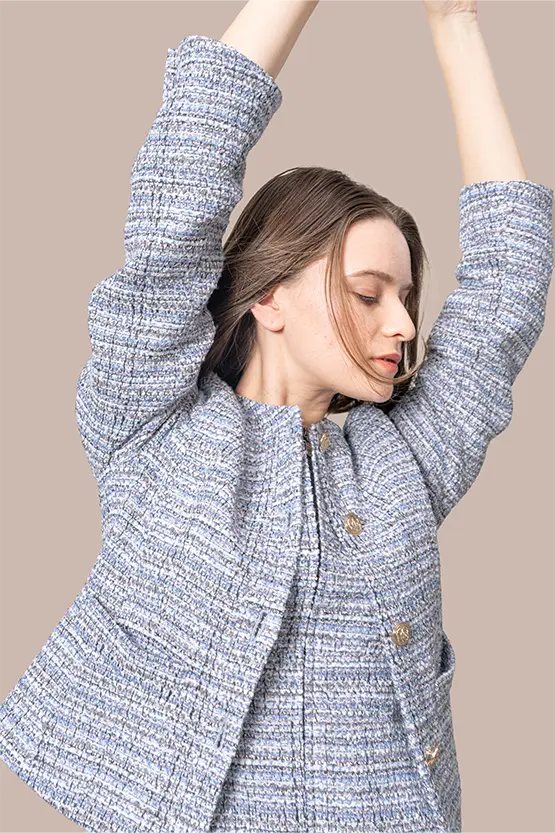 【ブークレーツイード】ジップアップワンピース