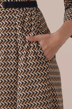 Chiffon Georgette:Monogram Brown Shirt Dress With Bowtie